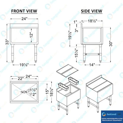 AmGood 18.5" x 24" x 33" Stainless Steel Ice Chest with Sliding Lid | Large Ice Bin | NSF in Saudi Arabia