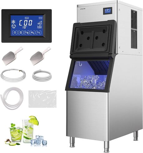 Real Relax Commercial Ice Machine 400LBS/24H, ETL Approved Industrial Ice Maker Machine with 330 LBS Storage Bin, Ice Scoop, Auto Self-Cleaning, LCD Display for Restaurant Bar Café in Saudi Arabia
