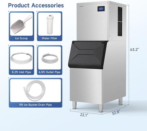 Real Relax Commercial Ice Machine 400LBS/24H, ETL Approved Industrial Ice Maker Machine with 330 LBS Storage Bin, Ice Scoop, Auto Self-Cleaning, LCD Display for Restaurant Bar Café in Saudi Arabia