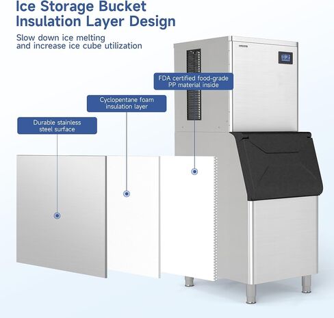Real Relax Commercial Ice Machine 400LBS/24H, ETL Approved Industrial Ice Maker Machine with 330 LBS Storage Bin, Ice Scoop, Auto Self-Cleaning, LCD Display for Restaurant Bar Café in Saudi Arabia
