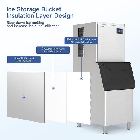 Real Relax Commercial Ice Machine 400LBS/24H, ETL Approved Industrial Ice Maker Machine with 330 LBS Storage Bin, Ice Scoop, Auto Self-Cleaning, LCD Display for Restaurant Bar Café in Saudi Arabia