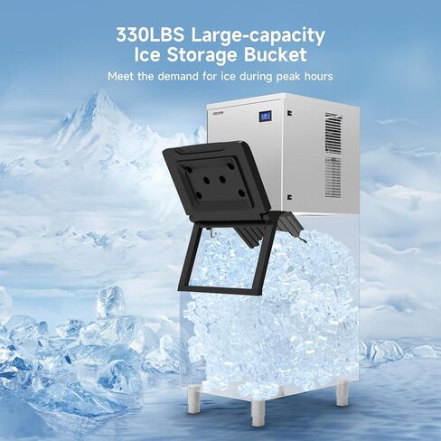 Real Relax Commercial Ice Machine 400LBS/24H, ETL Approved Industrial Ice Maker Machine with 330 LBS Storage Bin, Ice Scoop, Auto Self-Cleaning, LCD Display for Restaurant Bar Café in Saudi Arabia