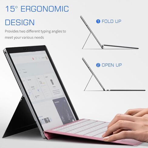 Junfire Detachable Keyboard for Microsoft Surface Pro 7 Plus/Pro7/6/5/4/3 – 7-Color Backlit Wireless Keyboard with Touchpad, 14 Shortcut Keys, 30H Battery – Magnetic & Slim Design, Black in Kuwait