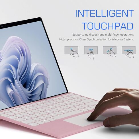 Junfire Detachable Keyboard for Microsoft Surface Pro 7 Plus/Pro7/6/5/4/3 – 7-Color Backlit Wireless Keyboard with Touchpad, 14 Shortcut Keys, 30H Battery – Magnetic & Slim Design, Black in Kuwait