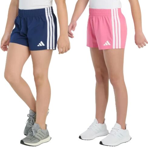 Adidas Youth 2-Pack 3 Stripes Short (US, Alpha, Medium, Regular, Blue/Pink) in Saudi Arabia