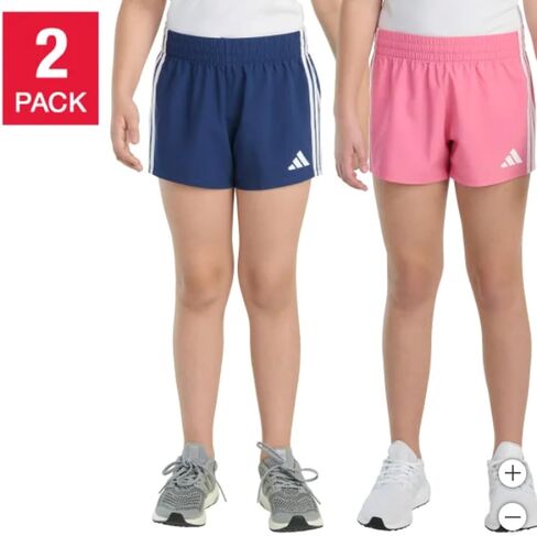 Adidas Youth 2-Pack 3 Stripes Short (US, Alpha, Medium, Regular, Blue/Pink) in Saudi Arabia