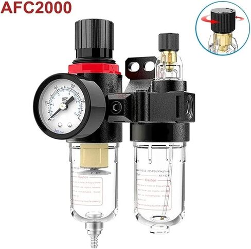 Air Source Processor Compressor AFC2000 1/4 Air Filter Oil Water Seperator Regulator Pressure Reducer Vavle Trap(AFC2000w10mm) in Kuwait