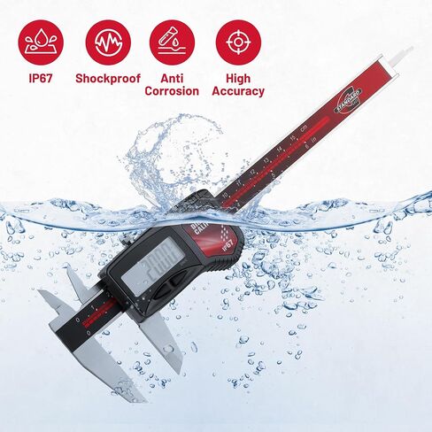 أداة قياس الفرجار الرقمية IP67 0-6 "النطاق ، ± 0.001" دقة الفرجار الميكرومتر الكهربائي مع شاشة LCD كبيرة ، مسطرة رقمية إلكترونية من الفولاذ المقاوم للصدأ مع ميزة التلقائي in Saudi Arabia