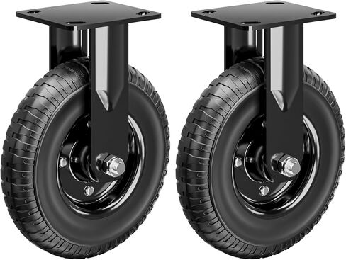 6 Inch Heavy Duty Caster Wheels Set of 4 (2 Swivel & 2 Fixed), 330lb Capacity per Wheel, Solid Rubber Knobby Tread for Workbench, Cart, Dolly, Trolley, Wagon, Chicken Coop, and Outdoor Use in Saudi Arabia