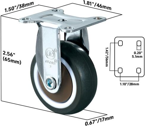 2.5 Inch Caster Wheels Set of 4 Heavy Duty No Noise Castors Top Plate Casters Wheels for Small Project, Nightstand, Side Table, Furniture and Workbench Cart (2.5 Inches Rigid) in Saudi Arabia