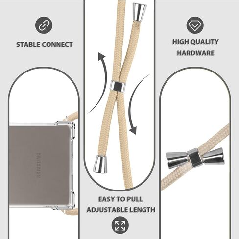 بالنسبة ل Samsung Galaxy S25+ Crossbody مع حبل الكتف القابل للتعديل لـ Galaxy S25 بالإضافة إلى غطاء مصد TPU الناعم الصافي للنساء ، فإن علبة الهاتف المضادة للنساء لـ Samsung S25 Plus - Beige in Kuwait