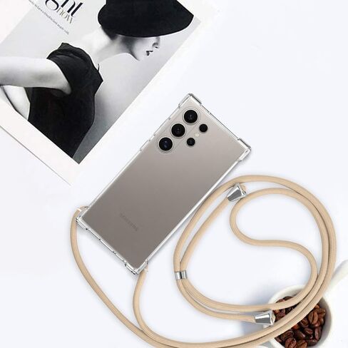 بالنسبة ل Samsung Galaxy S25+ Crossbody مع حبل الكتف القابل للتعديل لـ Galaxy S25 بالإضافة إلى غطاء مصد TPU الناعم الصافي للنساء ، فإن علبة الهاتف المضادة للنساء لـ Samsung S25 Plus - Beige in Kuwait