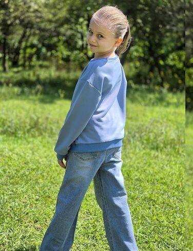 Arshiner Girls Crewneck Sweatshirt Tops Long Sleeve Pullover Tops إسقاط بلوزات كتف بلوك كتلة مضلعة لمدة 5-14 سنوات in Saudi Arabia
