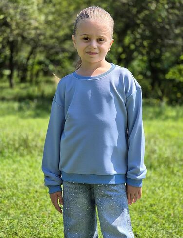 Arshiner Girls Crewneck Sweatshirt Tops Long Sleeve Pullover Tops إسقاط بلوزات كتف بلوك كتلة مضلعة لمدة 5-14 سنوات in Saudi Arabia