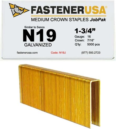 1-3/4 "LEG X 7/16" CROWN 16GA GALV N19 Staples 5،000CT | N19J in Saudi Arabia