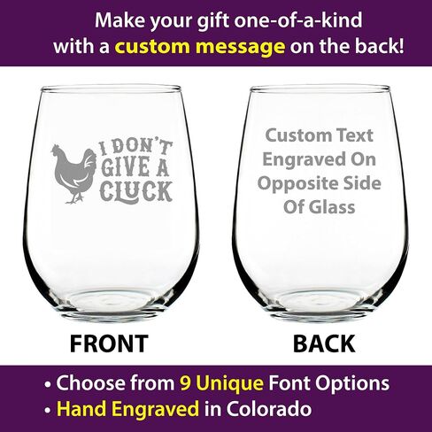 Don't Give a Cluck - Stemless Chicken Wine Glass for Women - Cute Funny Wine Gift Idea - Unique Personalized Glasses for Birthday in Kuwait