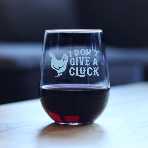 Don't Give a Cluck - Stemless Chicken Wine Glass for Women - Cute Funny Wine Gift Idea - Unique Personalized Glasses for Birthday in Kuwait