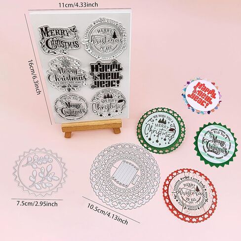 Alinacutle Cutting Cutting Cut & Clear Clear for Paper Craft Handmade Card Cards Scrapbooking من Alina Crafts (يموت إطار ندفة الثلج وختم عيد ميلاد سعيد) in Kuwait