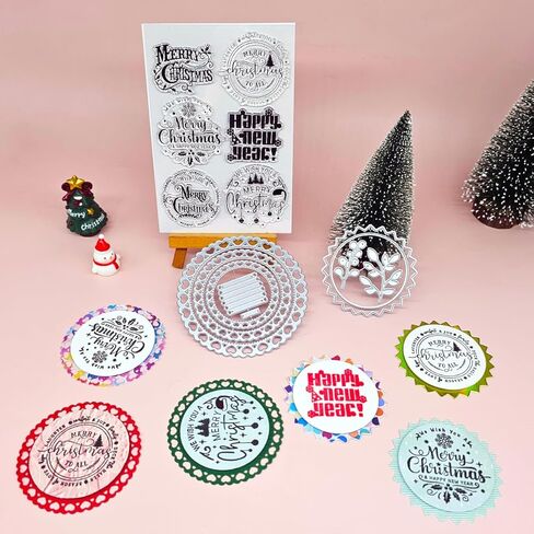 Alinacutle Cutting Cutting Cut & Clear Clear for Paper Craft Handmade Card Cards Scrapbooking من Alina Crafts (يموت إطار ندفة الثلج وختم عيد ميلاد سعيد) in Kuwait