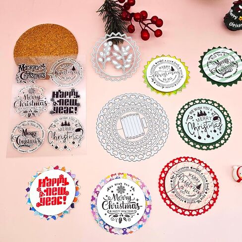 Alinacutle Cutting Cutting Cut & Clear Clear for Paper Craft Handmade Card Cards Scrapbooking من Alina Crafts (يموت إطار ندفة الثلج وختم عيد ميلاد سعيد) in Kuwait