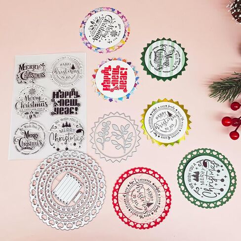 Alinacutle Cutting Cutting Cut & Clear Clear for Paper Craft Handmade Card Cards Scrapbooking من Alina Crafts (يموت إطار ندفة الثلج وختم عيد ميلاد سعيد) in Kuwait
