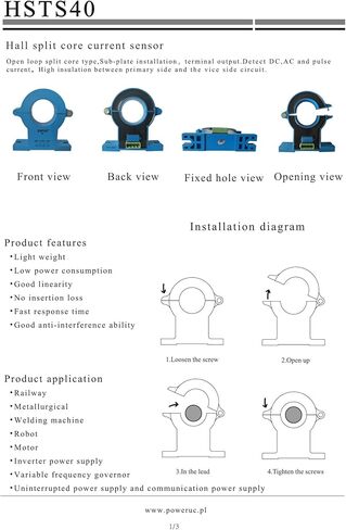 HSTS40 INPUT ± 200A ± 500A ± 800A ± 1000 ± 1500A ± 2000a الإخراج 2.5 ± 0.625V الجهد الفردي +5V 1 ٪ DC-25KHz المستشعر الحالي CURRESS (2000A) in Kuwait