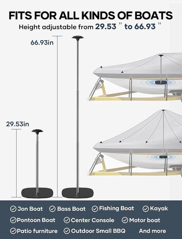 APXL Cover Cover Support Support Support Supports ، ALDEN ALDABLE 304 POLES POBES مع قاعدة سبيكة من الحديد الكامل لللمس الثابتة لجون القوارب القارب القمرية القمرية القمامة بيميني. in Kuwait