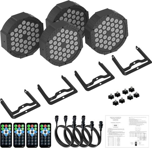 Strobe 36 DJ LED Par Light ، RGB Party Lights with Sound Actived DMX Control Dance Dance Uplighting for Christmas Halloween Wedding Party Disco Club Lighting (4 حزم) in Kuwait
