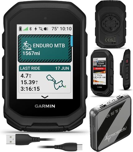 Garmin Edge MTB GPS Bike Computer مع مقاييس الدراجات الجبلية ، وخرائط Trail و Topo ، ونظام تحديد المواقع العالمي متعدد النطاق ، والملاحة ، و MTB يتصاعد مع Wearble4U PowerBank in Saudi Arabia