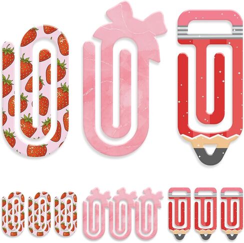 (9 Pcs) Acrylic Paper Clips Jumbo Paper Clips 4x2 Teacher Appreciation Gift, Back to School Supplies, 3 Designs for School Classroom Stationery Office, Home Decor, Gift for Book Lovers in Saudi Arabia