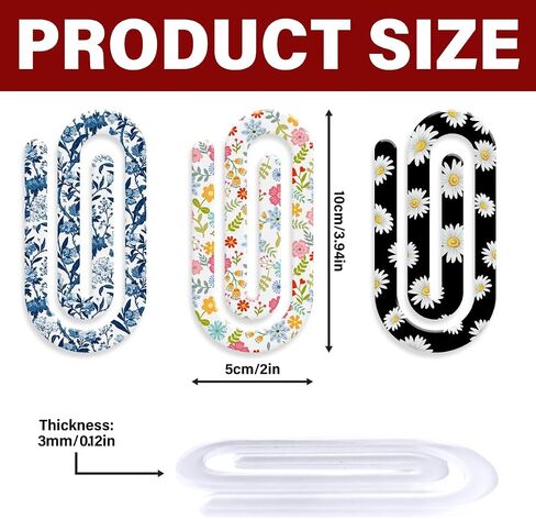 (9 Pcs) Acrylic Paper Clips Jumbo Paper Clips 4x2 Teacher Appreciation Gift, Back to School Supplies, 3 Designs for School Classroom Stationery Office, Home Decor, Gift for Book Lovers in Saudi Arabia