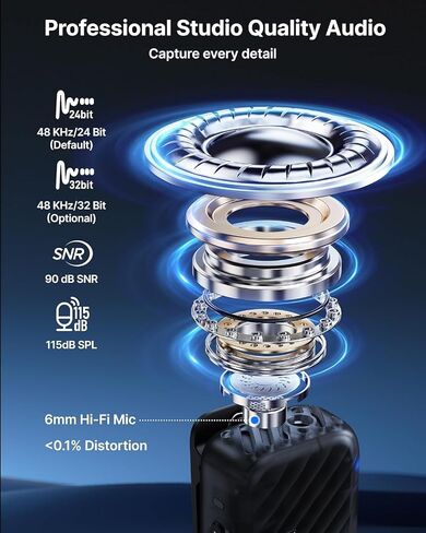 Boya Boyamic 2 microphones اللاسلكية لجهاز iPhone 15-16/Android/PC/Camera ، إلغاء ضوضاء الذكاء الاصطناعي ، تسجيل داخلي عائم 32 بت ، شاشة تعمل باللمس AMOLED ، بطارية 984 قدم 54H مع حالة الشحن (مع MIC مقطع) in Saudi Arabia