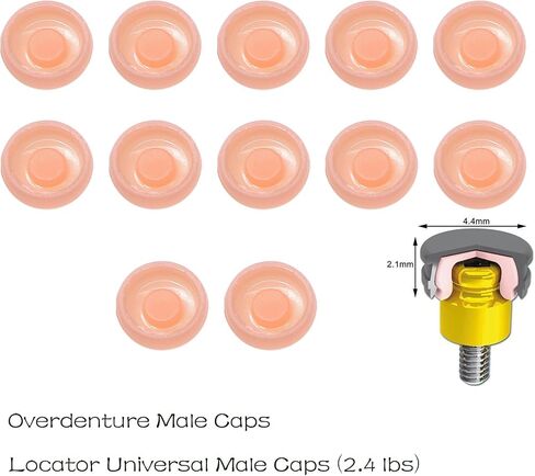 Overdenture Retention Cap Locater Replacement Male Inserts Caps Standard Pink 2.4lbs Xtra-Light (4Pcs Overdenture Male Inserts Caps Pink 2.4lbs) in Kuwait