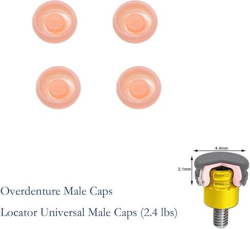 Overdenture Retention Cap Locater Replacement Male Inserts Caps Standard Pink 2.4lbs Xtra-Light (4Pcs Overdenture Male Inserts Caps Pink 2.4lbs) in Kuwait