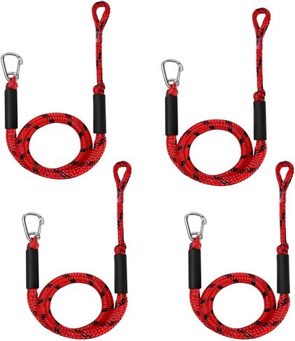 Boat Bungee Dock Lines, Mooring Rope with Stainless Steel Clip,Boat Ropes for Docking, Boat Accessories, Suit for PWC, Kayak, Jet Ski, Seadoo, WaveRunner, Pontoon, Bass Boat, 4ft (Black) in Saudi Arabia