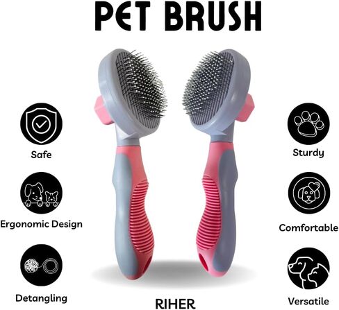 Dog & Cat Brush - أداة الاستمالة والتسلق للحيوانات الأليفة للشعر الطويل والقصير - مشط Deshedding للفراء الفضفاض - مزيل الشعر الاحترافي للحيوانات الأليفة (الأزرق) in Saudi Arabia