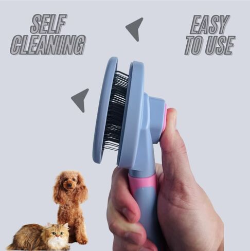 Dog & Cat Brush - أداة الاستمالة والتسلق للحيوانات الأليفة للشعر الطويل والقصير - مشط Deshedding للفراء الفضفاض - مزيل الشعر الاحترافي للحيوانات الأليفة (الأزرق) in Saudi Arabia