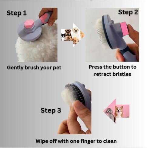 Dog & Cat Brush - أداة الاستمالة والتسلق للحيوانات الأليفة للشعر الطويل والقصير - مشط Deshedding للفراء الفضفاض - مزيل الشعر الاحترافي للحيوانات الأليفة (الأزرق) in Saudi Arabia