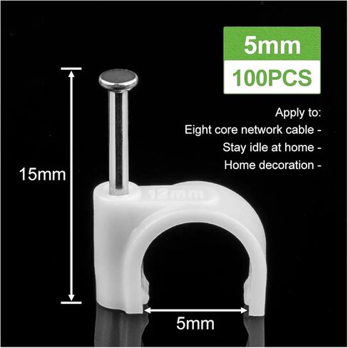 100PCS Circle Nail Clip Wire Management Clamp Fixing Round Steel Nail Wall Hanging Cable Clips 4/5/6/7/8/9/10/12mm(Size:4mm 100PCS) in Saudi Arabia