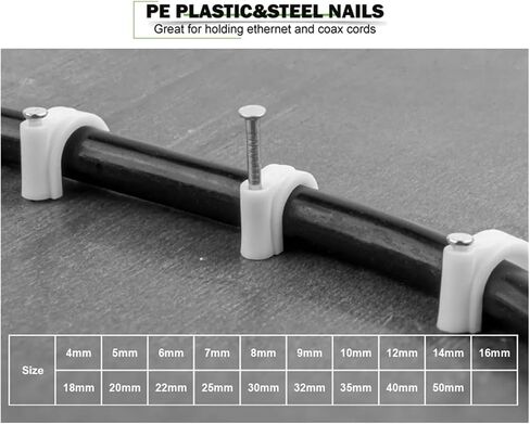 100PCS Circle Nail Clip Wire Management Clamp Fixing Round Steel Nail Wall Hanging Cable Clips 4/5/6/7/8/9/10/12mm(Size:4mm 100PCS) in Saudi Arabia