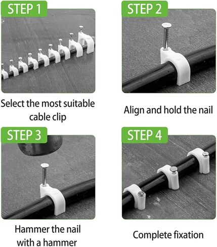 100PCS Circle Nail Clip Wire Management Clamp Fixing Round Steel Nail Wall Hanging Cable Clips 4/5/6/7/8/9/10/12mm(Size:4mm 100PCS) in Saudi Arabia
