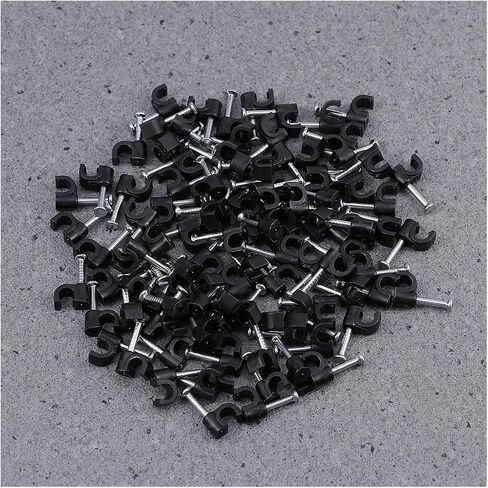 100pcs Clips Cable Nail Wire Cord for Wall Organizer Management with Holder Cords Nails(Size:4mm), Black in Saudi Arabia