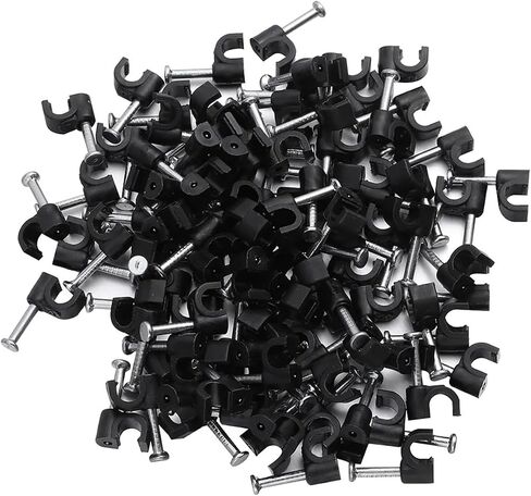 100pcs Clips Cable Nail Wire Cord for Wall Organizer Management with Holder Cords Nails(Size:4mm), Black in Saudi Arabia