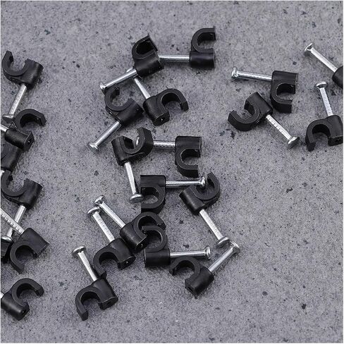 100pcs Clips Cable Nail Wire Cord for Wall Organizer Management with Holder Cords Nails(Size:4mm), Black in Saudi Arabia