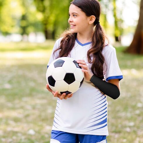 4 Pairs Kids Arm Sleeves, UV Sun Protection Arm Sleeves for Men Women Upf 50 Compression Cooling Sleeves Outdoor Sport Breathable Elastic Ice Sleeve for Youth Boys Girls Sports (Black, White) in Saudi Arabia