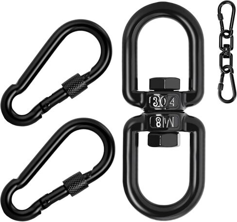 Aheucndg Heavy Duty 1200 lb Capacity Swivel Ring Double Ended Swivel Eye Hook, 304 Stainless Steel 1Pack Swivel Hooks + 2Pack Snap Hook, Easy Installation for Hanging Chair, Hammock, Boxing Bag, Gym in Kuwait