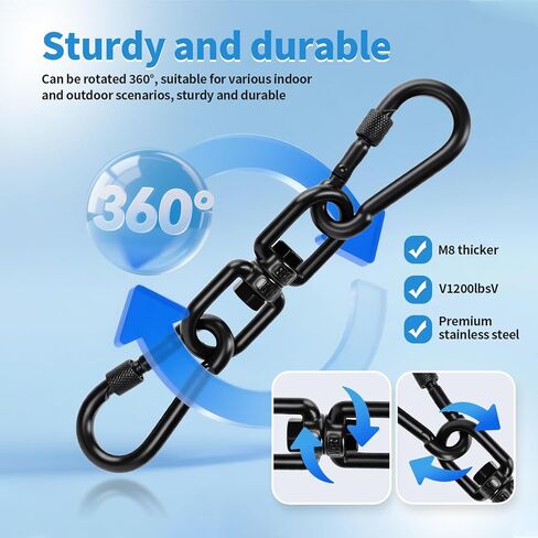 Aheucndg Heavy Duty 1200 lb Capacity Swivel Ring Double Ended Swivel Eye Hook, 304 Stainless Steel 1Pack Swivel Hooks + 2Pack Snap Hook, Easy Installation for Hanging Chair, Hammock, Boxing Bag, Gym in Kuwait