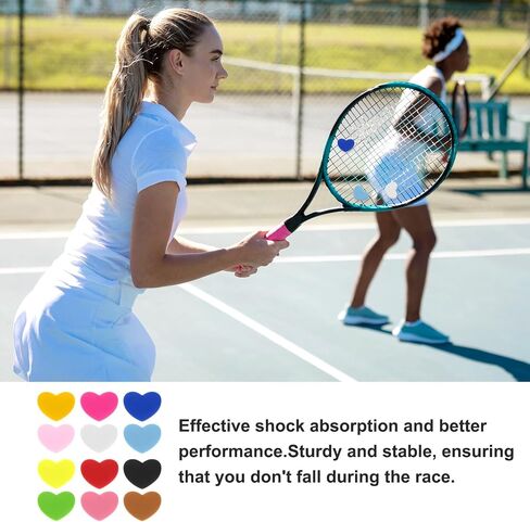 12pcs Dampener Tennis Racquet, Tennis Racket Shock Absorbers, Tennis Dampener for Racket, Heart Shape Tennis Vibration Dampeners, Silicone Tennis Shock Absorber for Racket, Multicolor in Saudi Arabia
