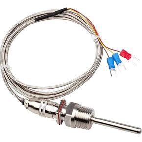 RTD PT100 Temperature Sensor 50~200mm Probe 1/2 Inch NPT Threads with 1~5m Cable 1Pcs(Length 5m,200mm) in Saudi Arabia