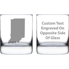 Indiana State Outline Whiskey Rocks Glass - State Themed Drinking Decor and Gifts for Hoosier Women & Men - 10.25 Oz Whisky Tumbler Glasses in Saudi Arabia